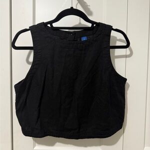 Old Navy Cropped Black Linen Tank Top